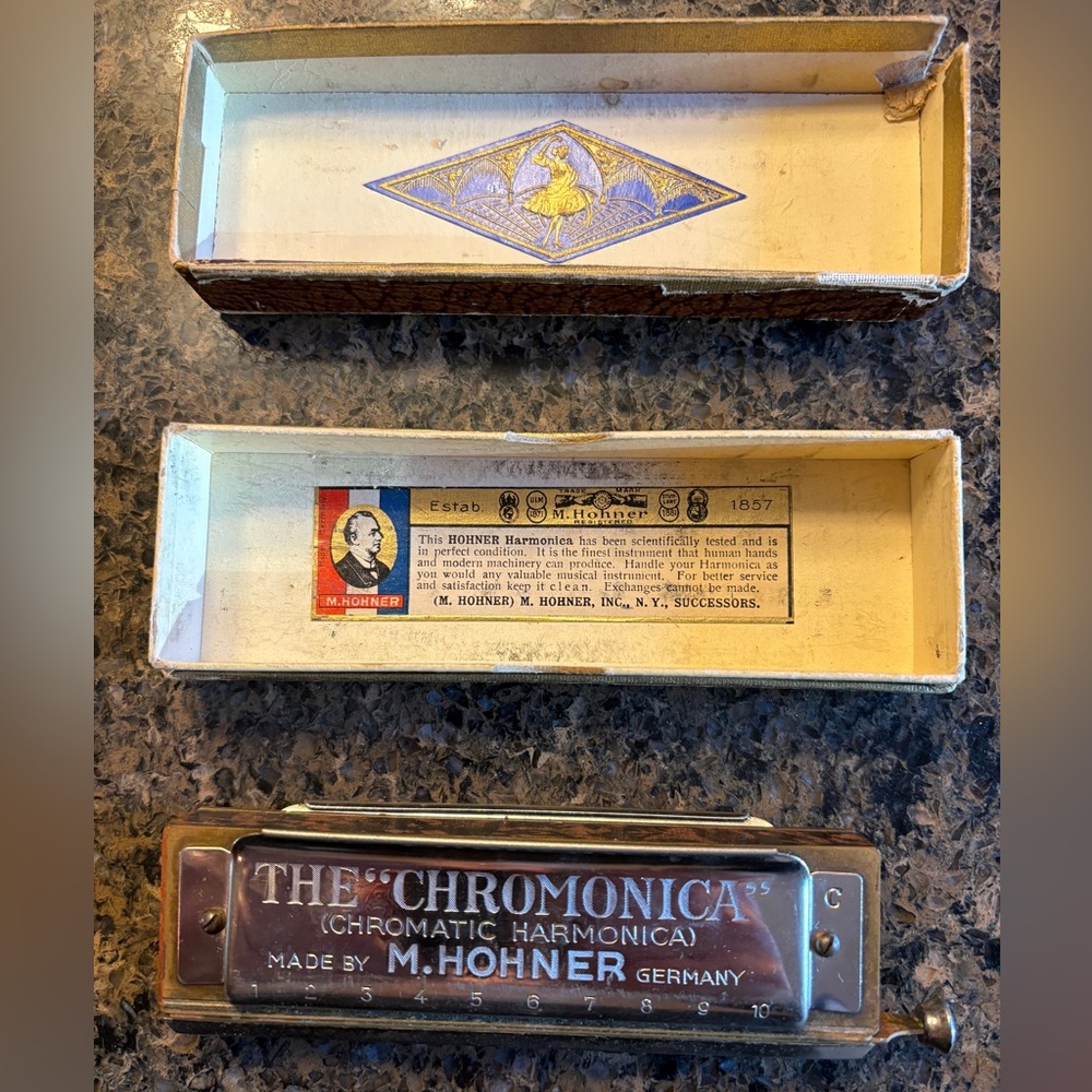 M. Hohner Chromonica Chromatic Harmonica in Silver and Brown